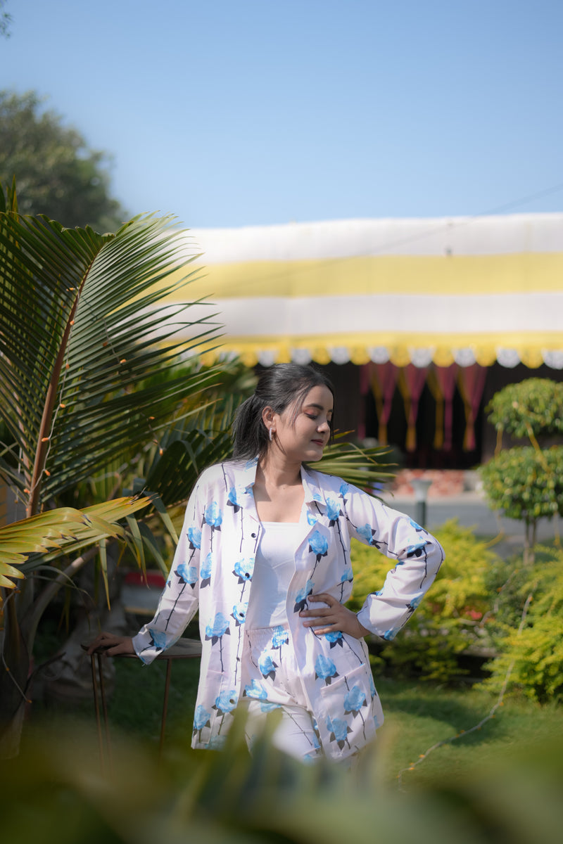 Rose Flower Print Co-ord Set For Women