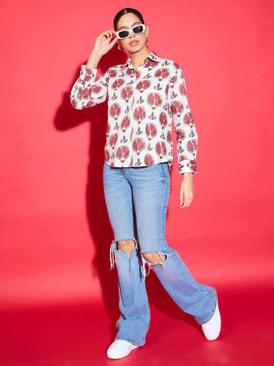 Boho Luxe Leaf Print Shirt, photo 2