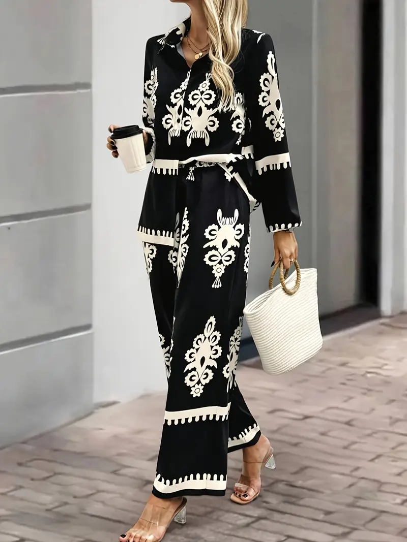 Black & Ivory Regal Print Co-ord Set
