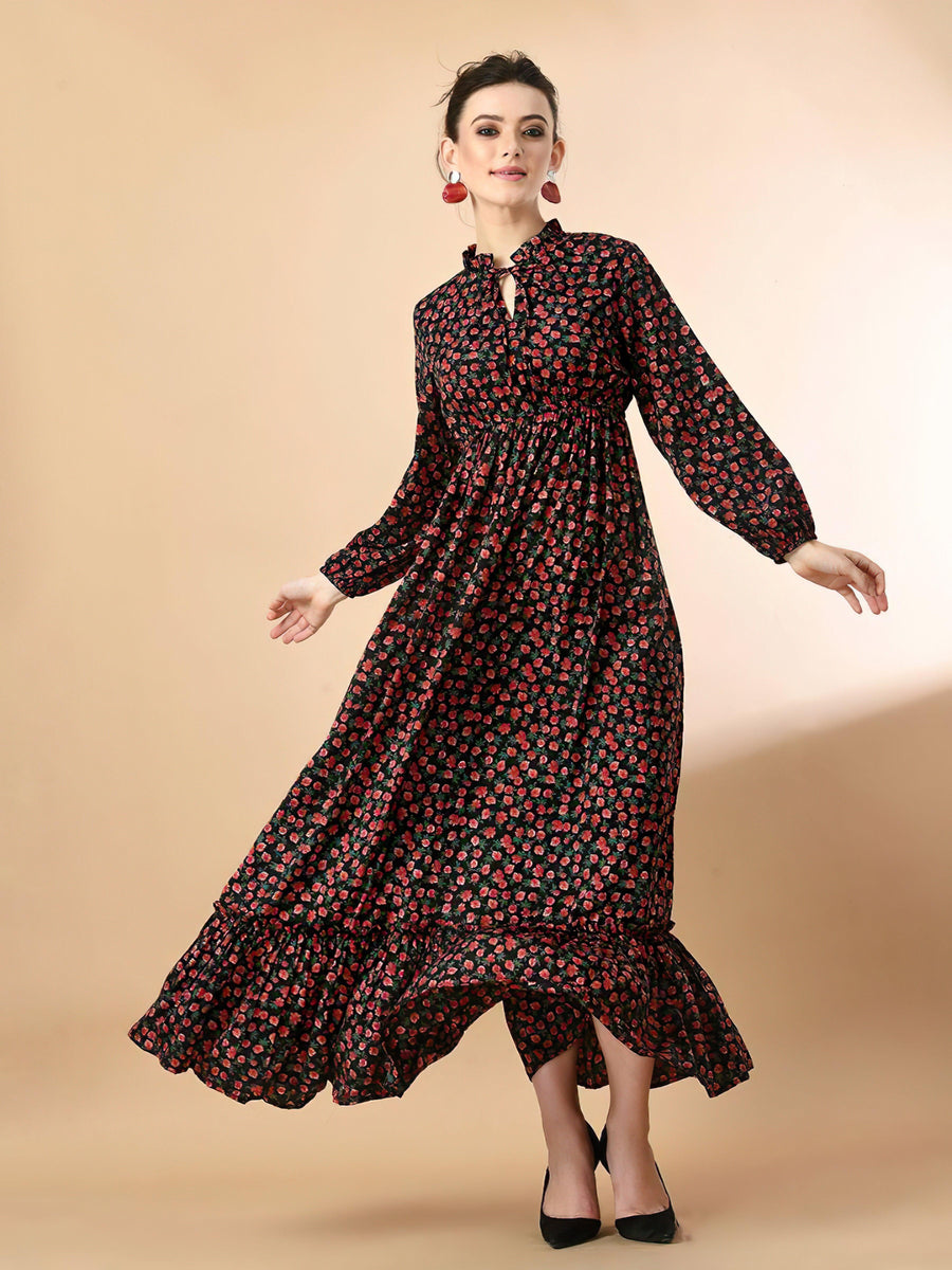 Floral Reddish Long Dress, photo 1