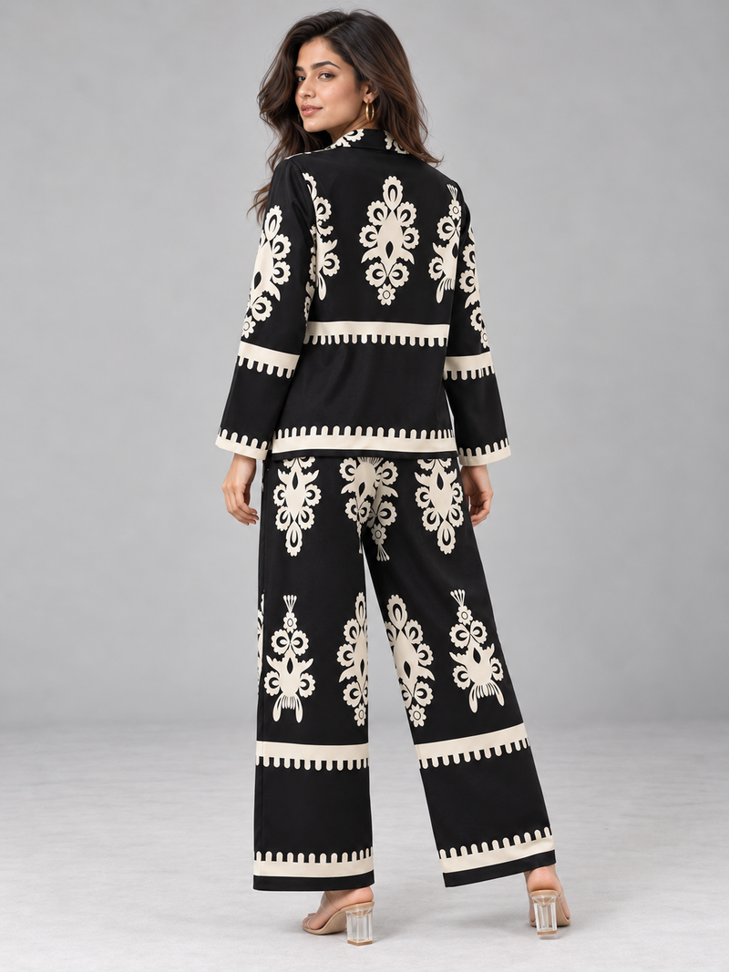 Black & Ivory Regal Print Co-ord Set