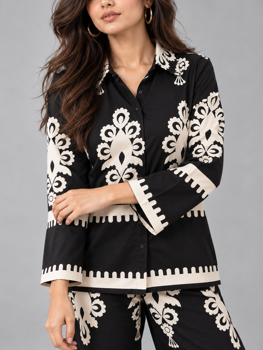 Black & Ivory Regal Print Co-ord Set, photo 2
