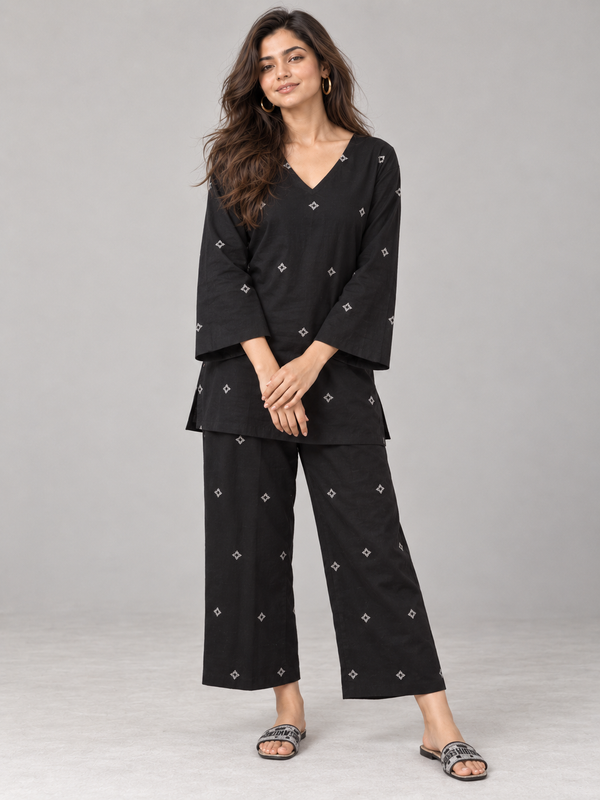 Black Star Printed Co-Ord Set for Women