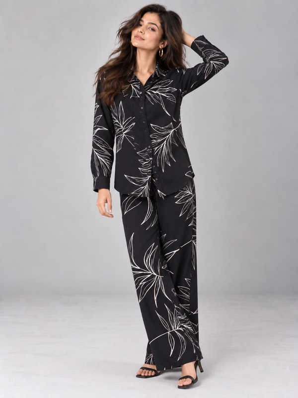 Black Leaf Printed Co-ord Set