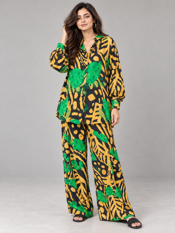 Yellow Leopard Printed Co-ord Set