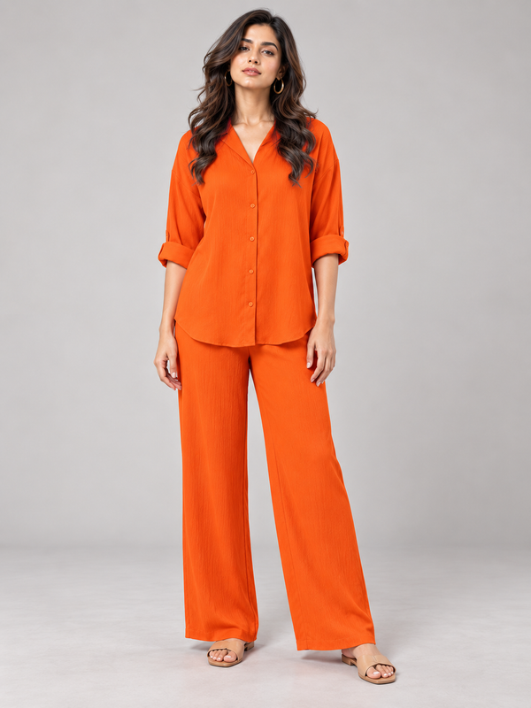 Solid Orange Co-ord Set for Women