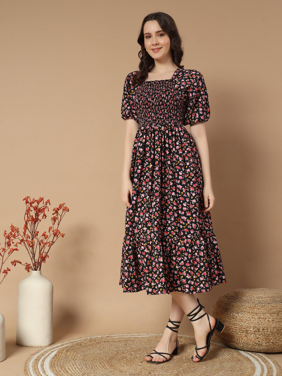 Black Dress with Sweet Pink Flower Print, photo 5