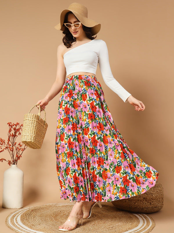 Beautiful Mix of Pink and Red Flowers Skirts