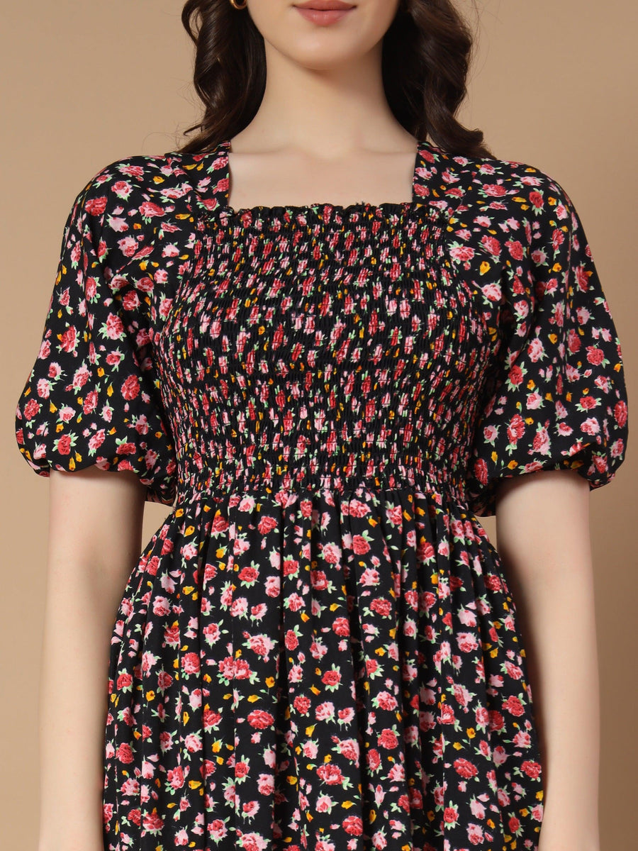 Black Dress with Sweet Pink Flower Print, photo 4