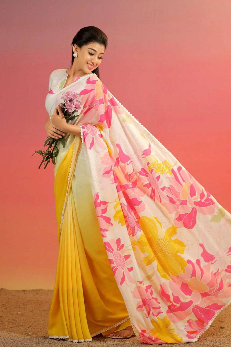BloomAura Soft Georgette Designer Saree