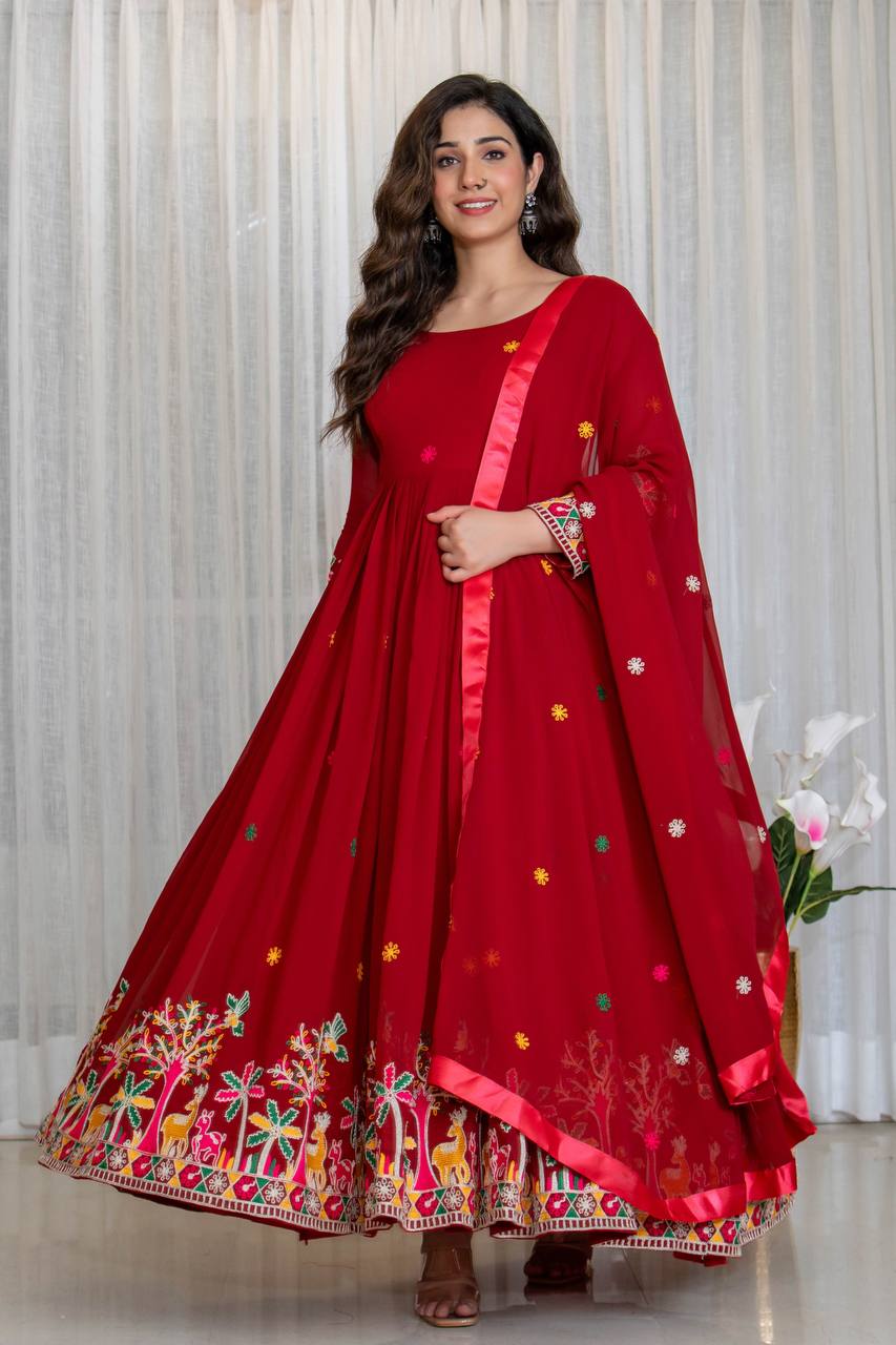 anarkali suit dress Ethnic Charm Designer Anarkali Suit with Dupatta – Asnowera