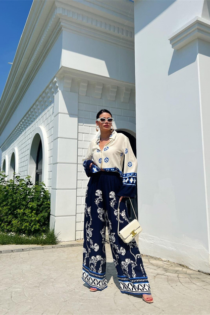 Azure Royale Printed Ensemble Co-ord Set
