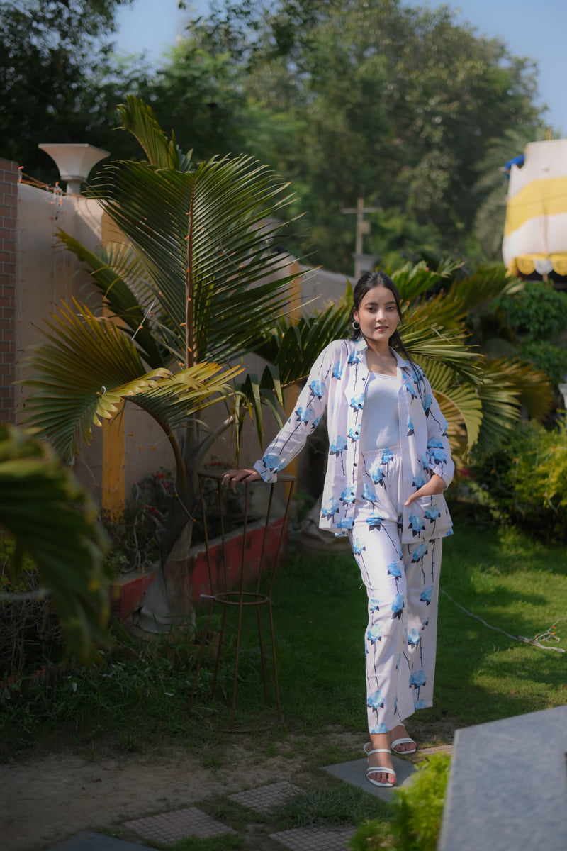 Rose Flower Print Co-ord Set For Women