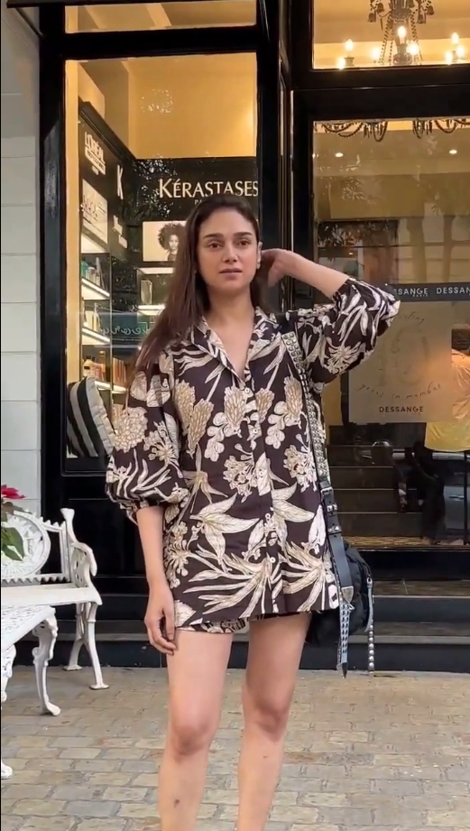 aditi rao's brown leaf co-ord set