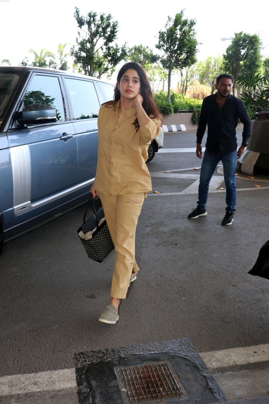 Janhvi Kapoor Solid Golden Co-ord Set