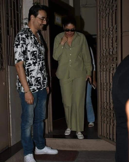 Kareena Kapoor Solid Sage Green Co-ord Set