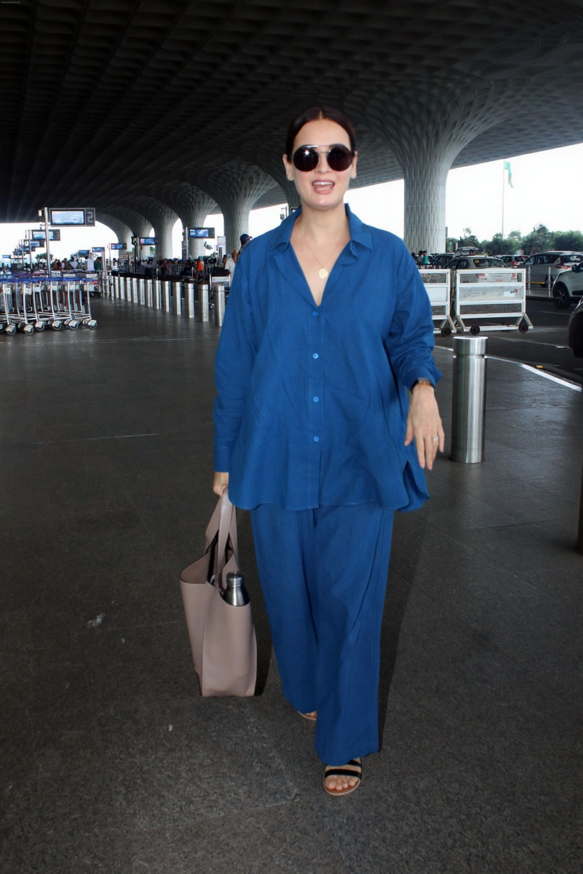 dia mirza blue solid co-ord set