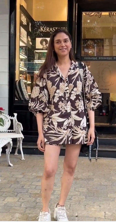 aditi rao's brown leaf co-ord set