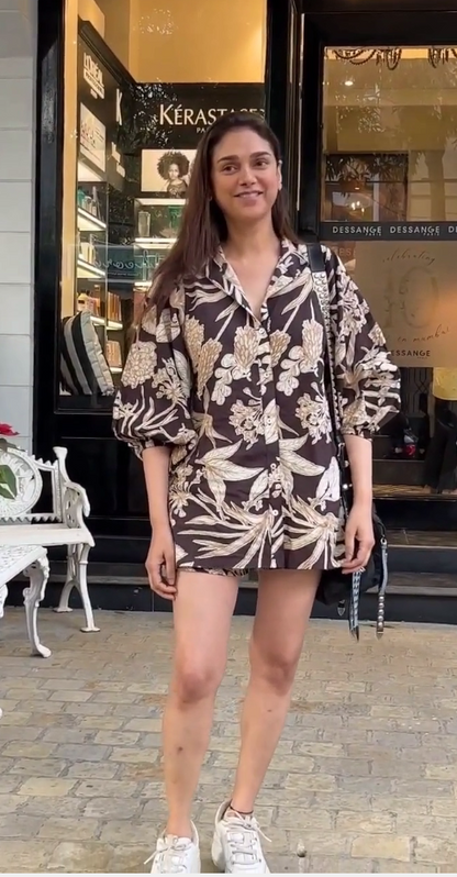 Aditi Rao's Brown Leaf Co-ord Set