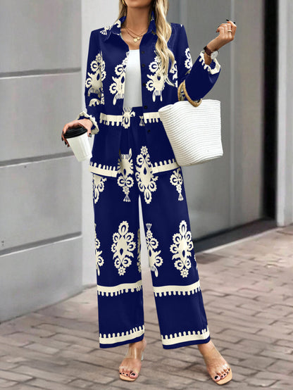 Navy Blue & Ivory Regal Print Co-ord