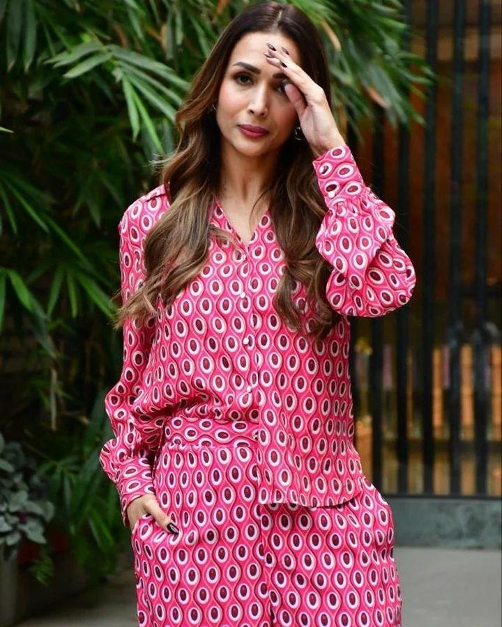 malaika arora's pink co-ord set