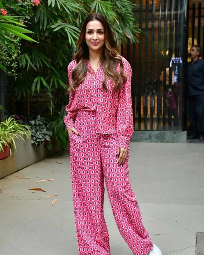 Pink Dotted Print Co-ord Set for Women
