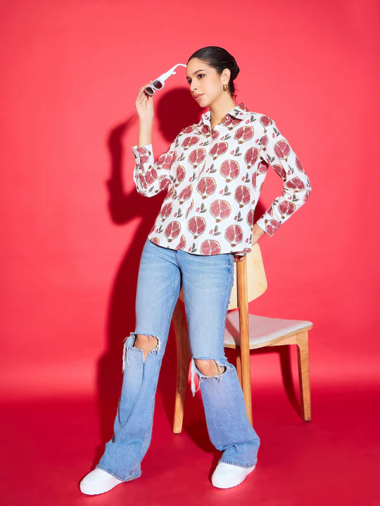 Boho Luxe Leaf Print Shirt