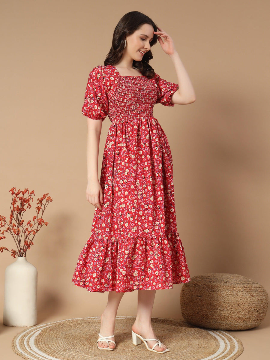 Graceful Dress with Rose Flower Print, photo 1