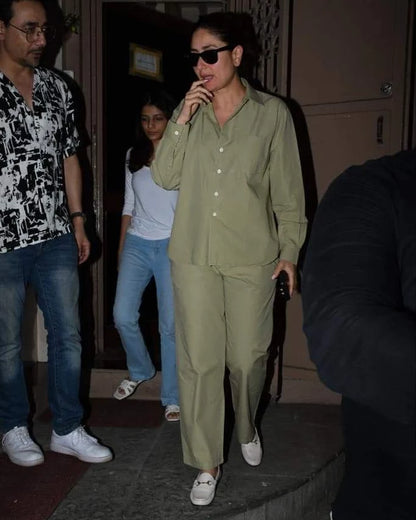 Kareena Kapoor Solid Sage Green Co-ord Set