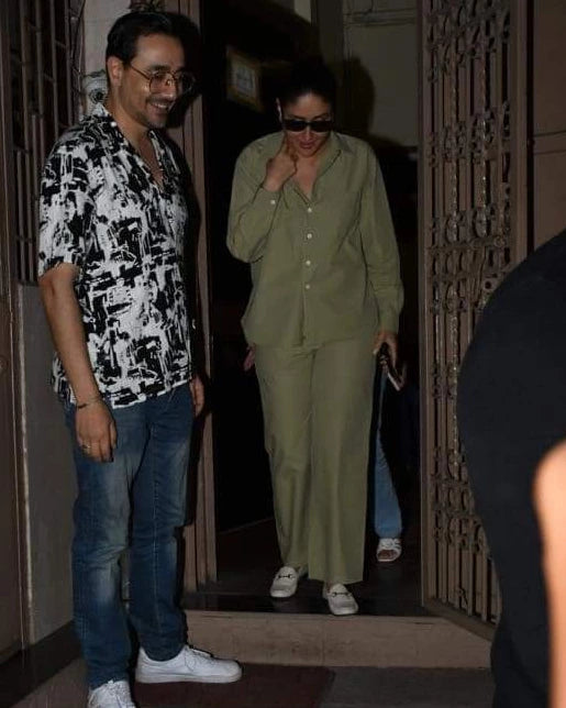kareena kapoor solid sage green co-ord set