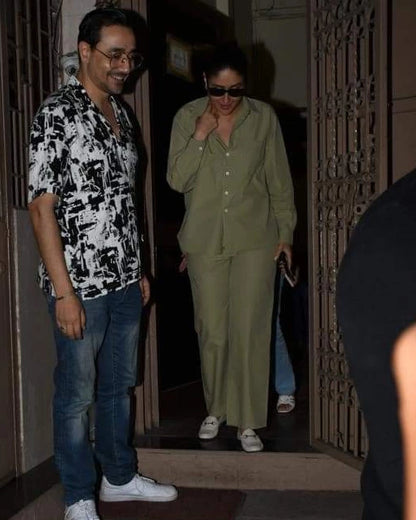 Kareena Kapoor Solid Sage Green Co-ord Set