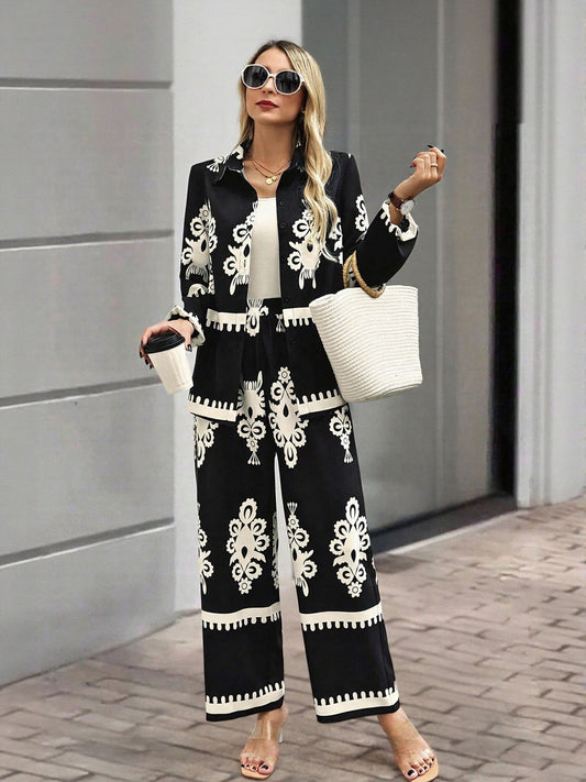 Black & Ivory Regal Print Co-ord Set