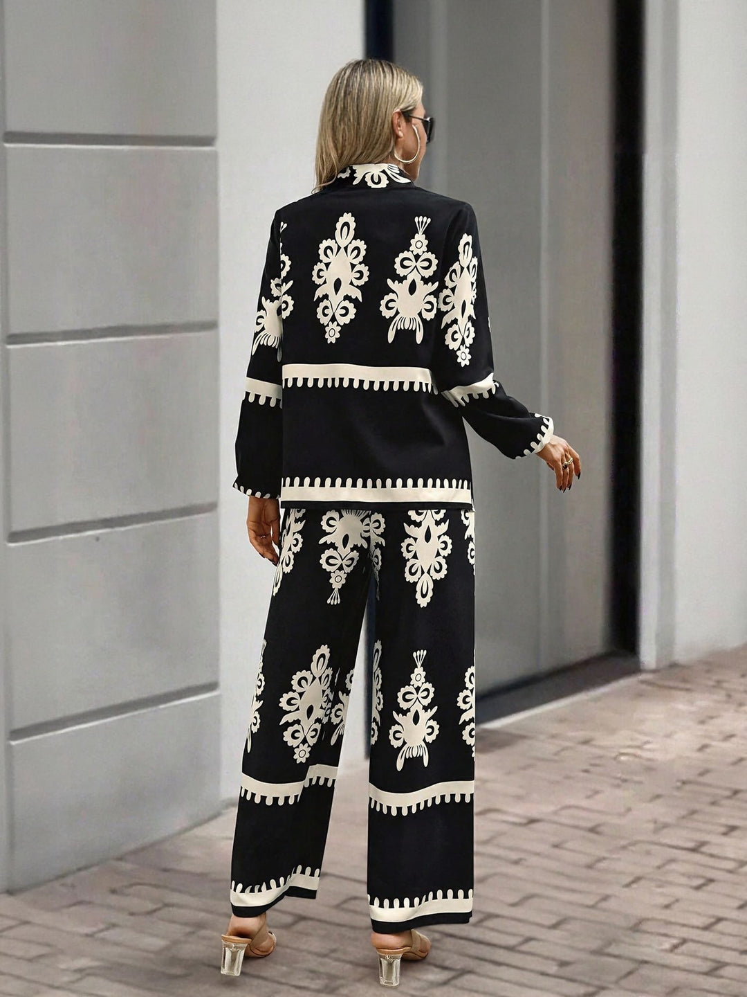 black & ivory regal print co-ord set