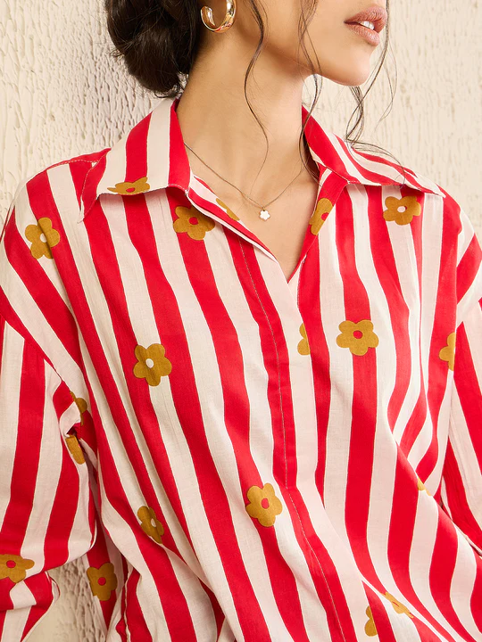 retro bloom stripe shirt