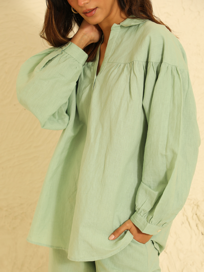 Malaika Arora Solid Mint Green Co-ord Set