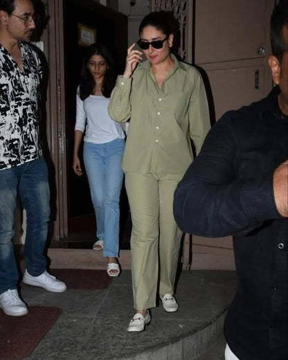 Kareena Kapoor Solid Sage Green Co-ord Set