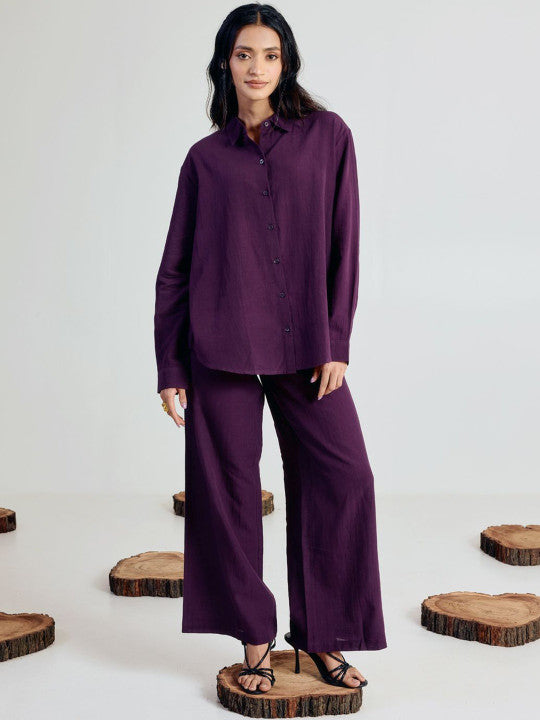 Wine co-ord set for women — styled look, evening gathering outfit