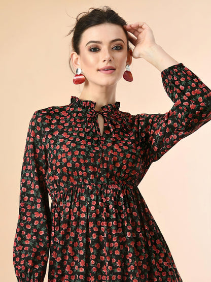 Floral Reddish Long Dress