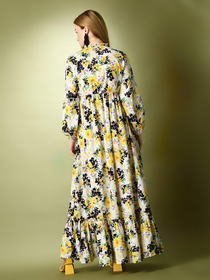 Yellow Flowery Long Dress