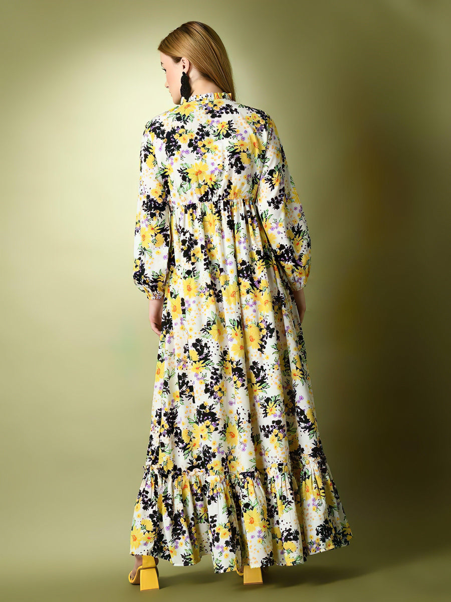 Yellow Flowery Long Dress, photo 3