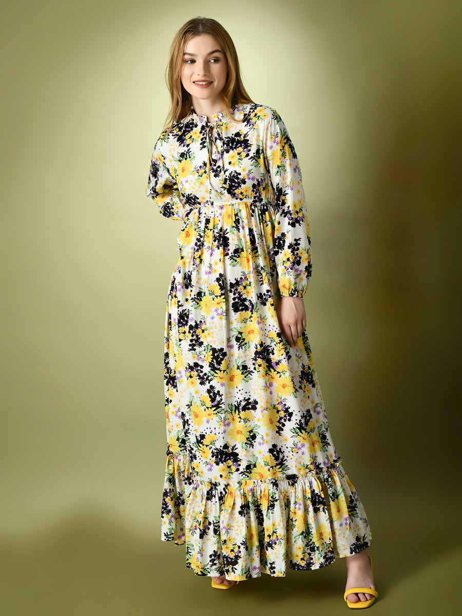 Yellow Flowery Long Dress, photo 5