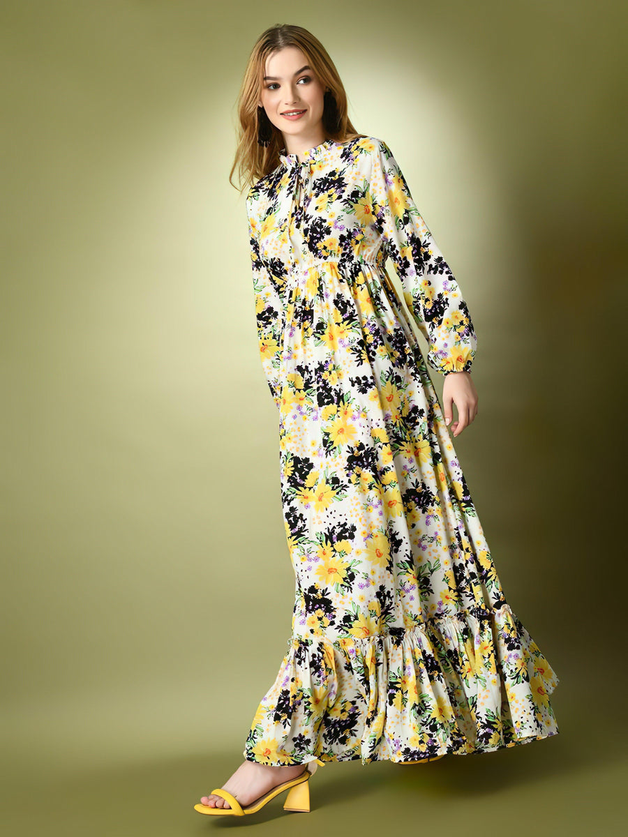 Yellow Flowery Long Dress, photo 6