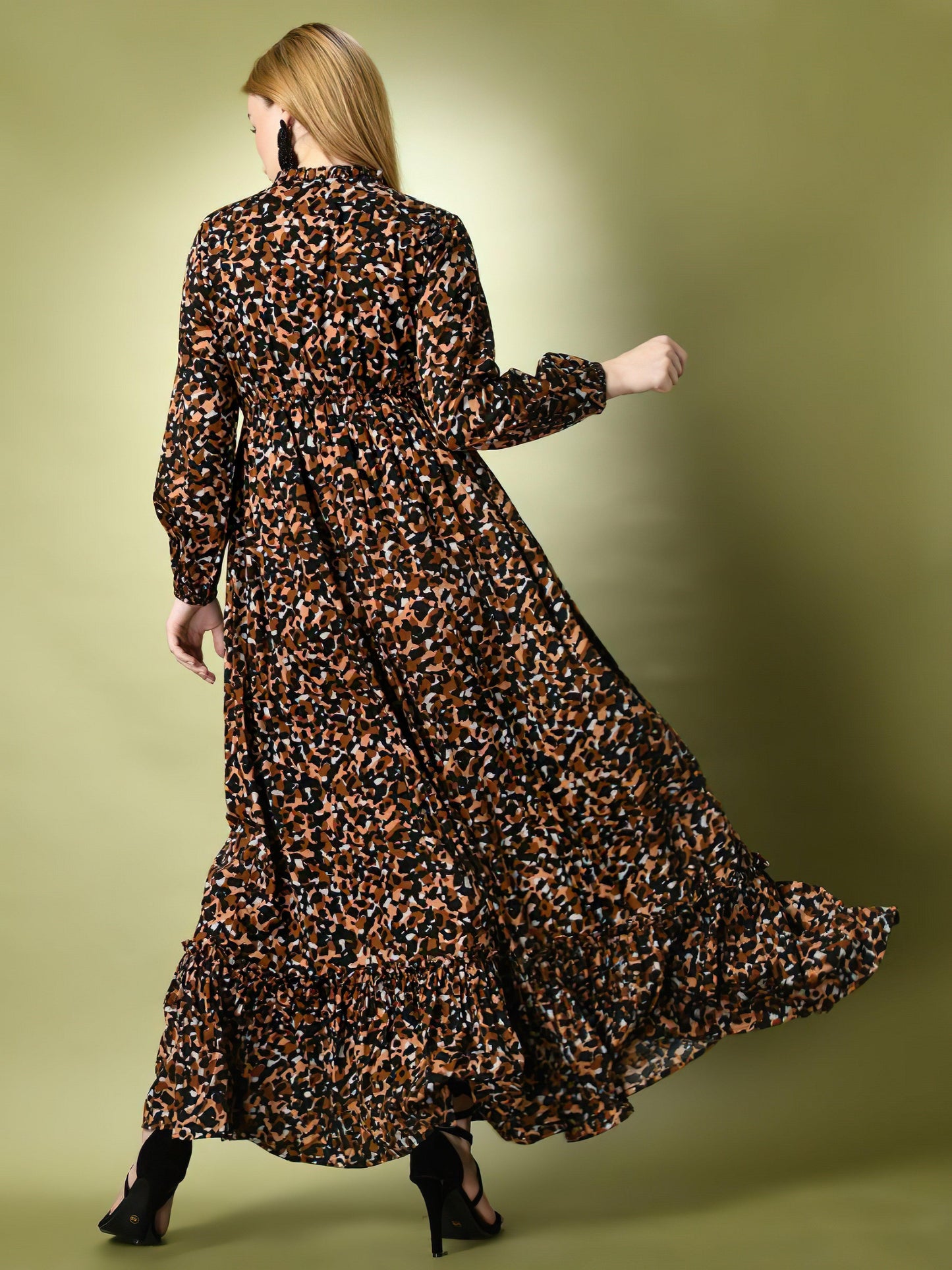 brown zebra long dress