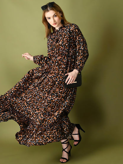 Brown Zebra Long Dress