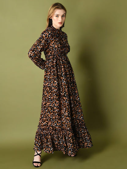 Brown Zebra Long Dress