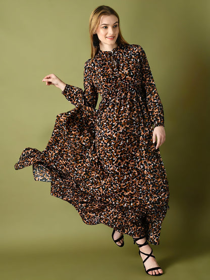 Brown Zebra Long Dress