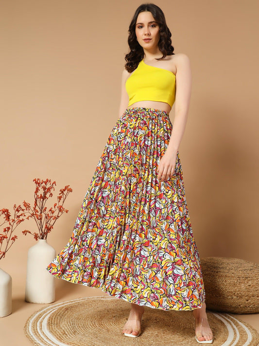 Striking Yellow Flower Outline Skirts