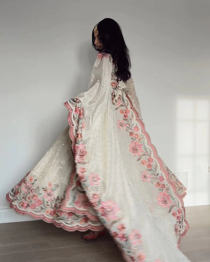 rose mist ivory anarkali gown outfit set