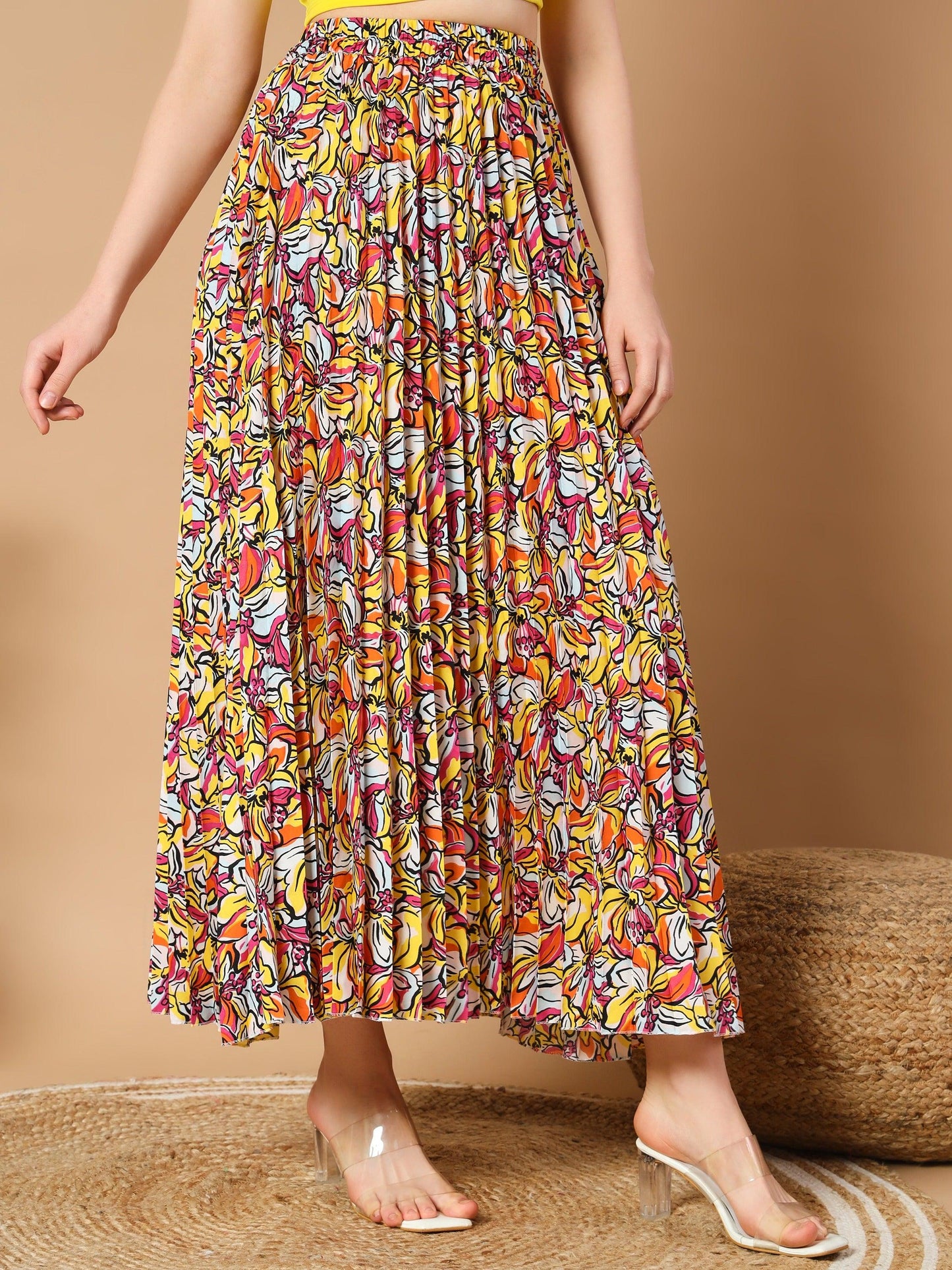 striking yellow flower outline skirts