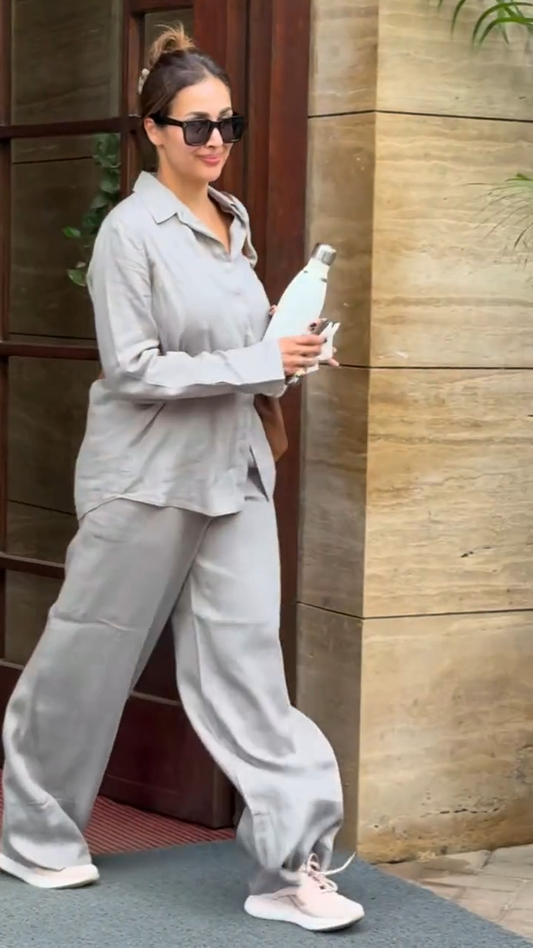 Malaika Arora Solid Grey Co-ord Set